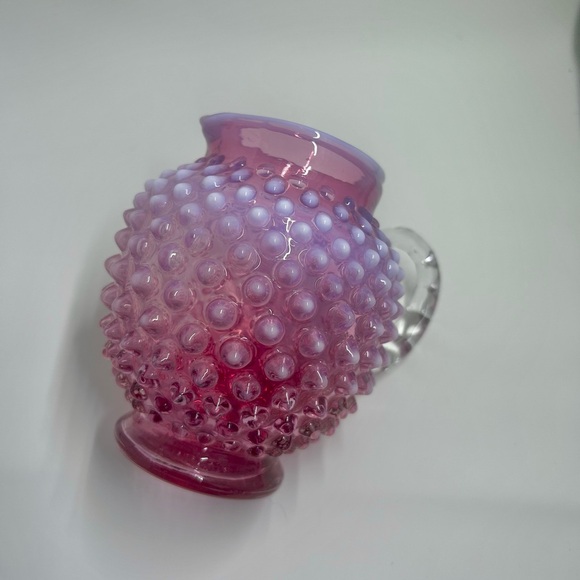 Fenton Art Glass Cranberry Jug OPALESCENT HOBNAIL PITCHER 4.75" w handle - Picture 3 of 6